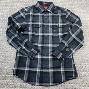 Eddie Bauer Shirt Men Small S Black Gray Plaid Button Up Long Sleeve New w/o Tag